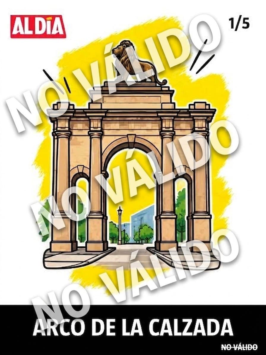 Estampa del Arco de la Calzada, una de las cinco que hay que juntar